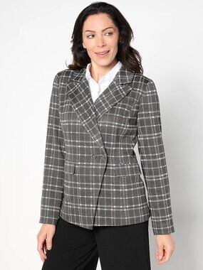 BEAUTIFUL by Lawrence Zarian Ponte Double Button Blazer, Charcoal Sz XL a655181